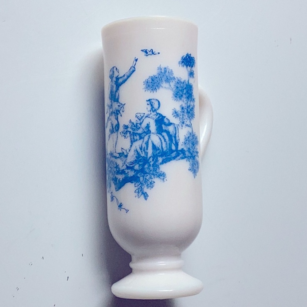 Vintage Avon Milk Glass Liqueur Glass - Demitasse - Courting Couple - 5.25"